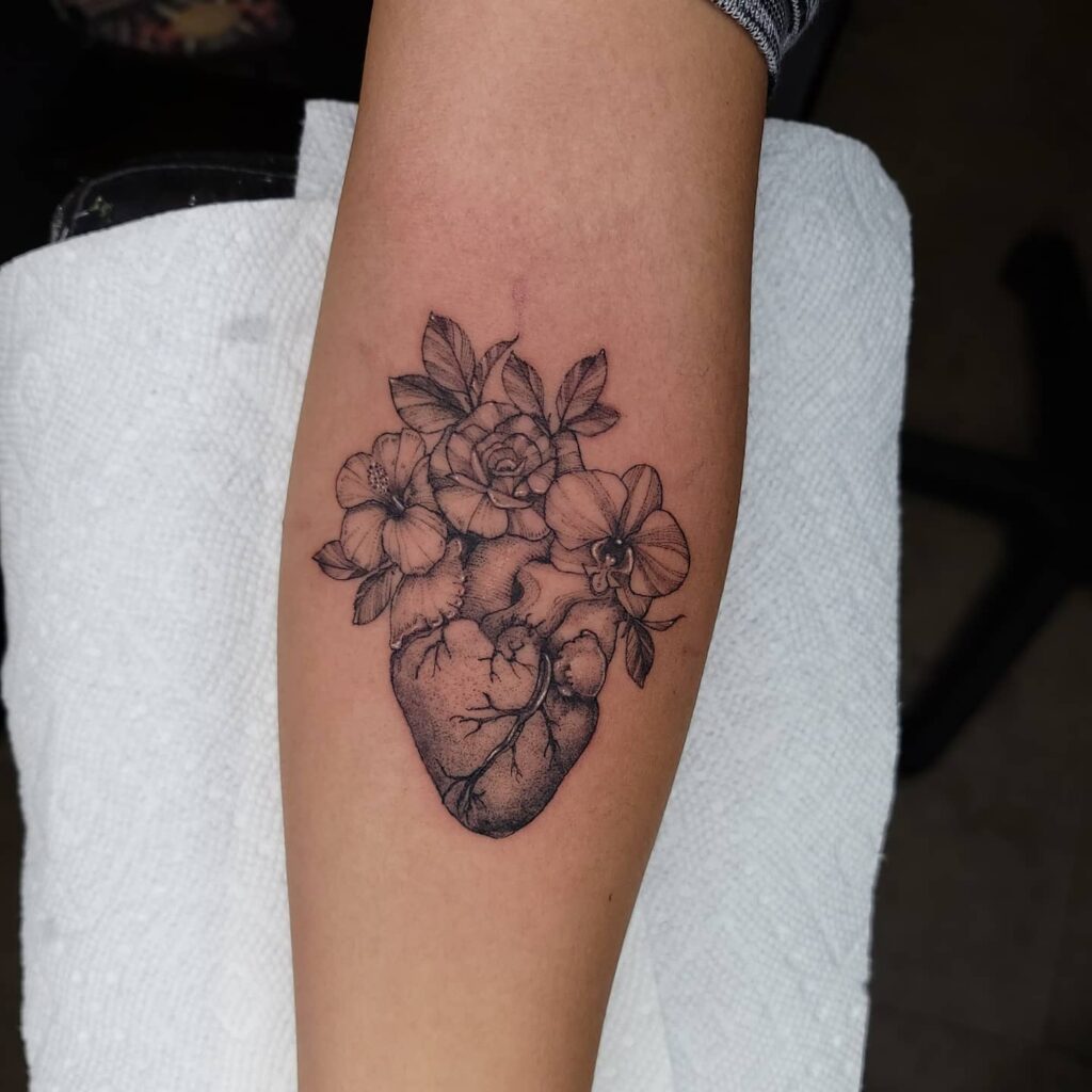 Heart Flower Tattoo