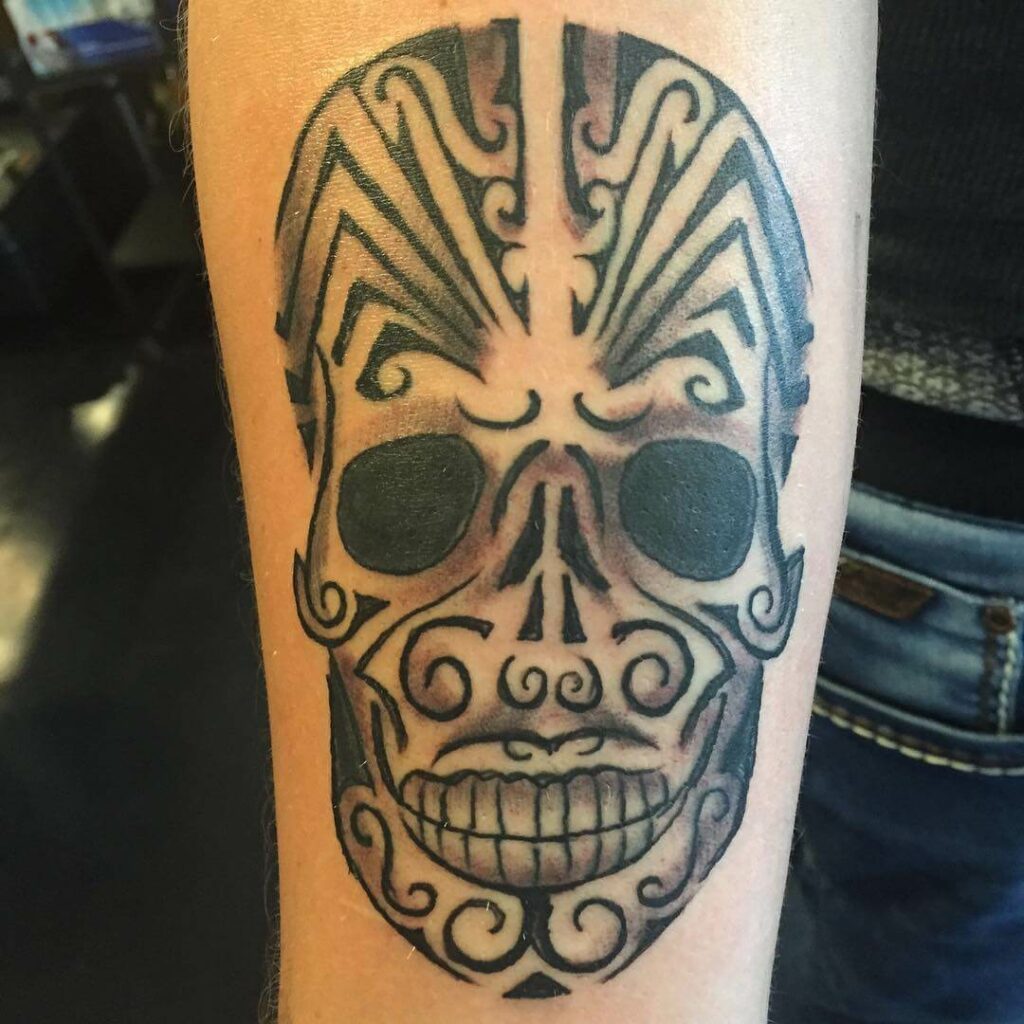 Sleeve Tribal Skull Tattoo