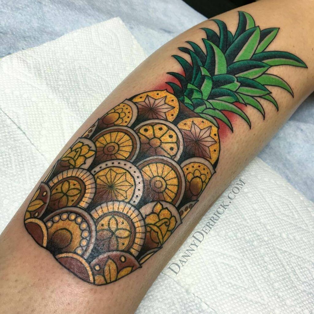 Simple Colorful Pineapple Tattoo
