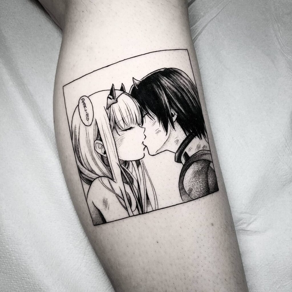 Romantic Zero-Two Kissing Tattoo