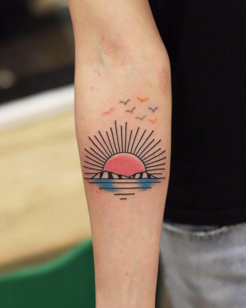 Mountains And Sunshine Tattoo