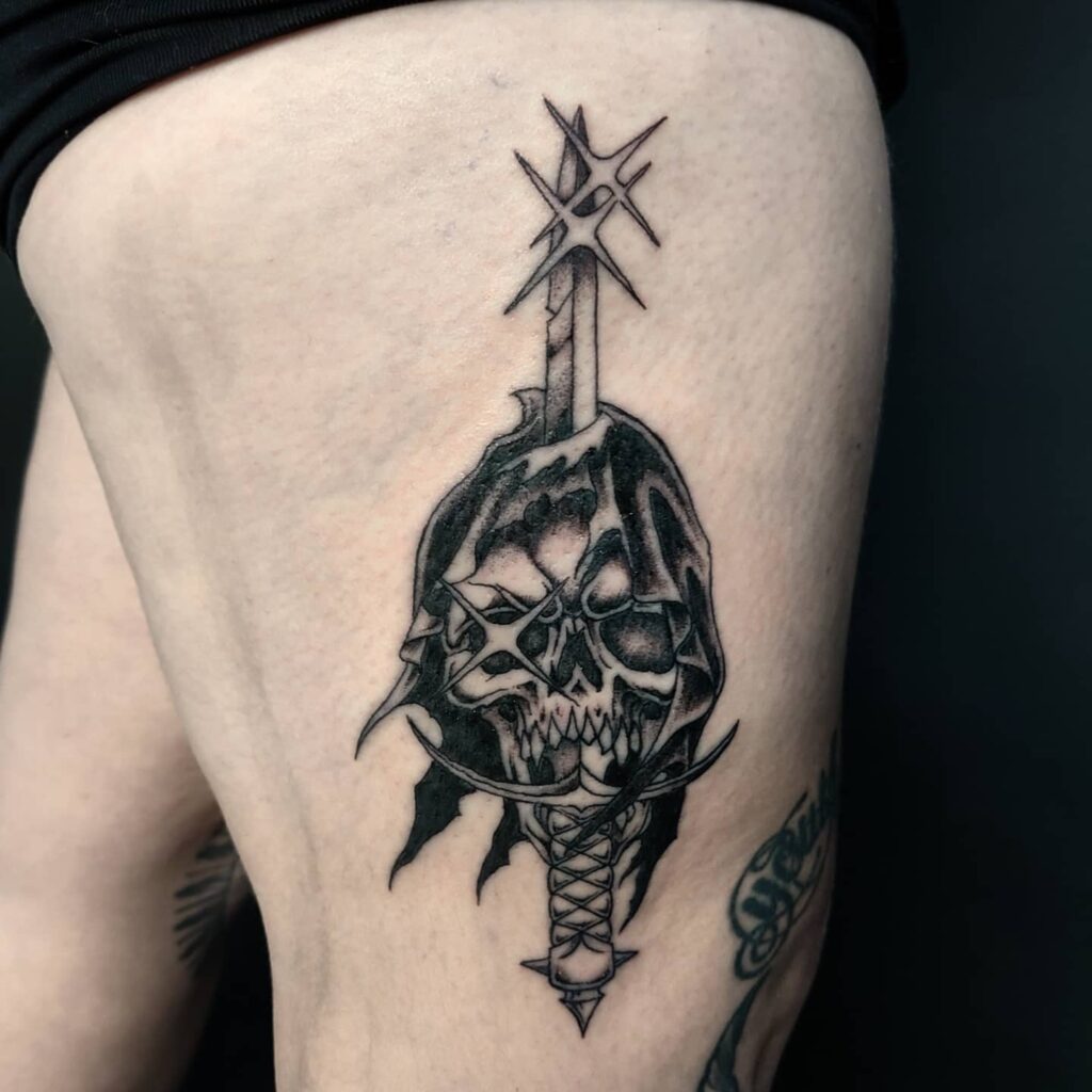Skull Cloak And Dagger Tattoo
