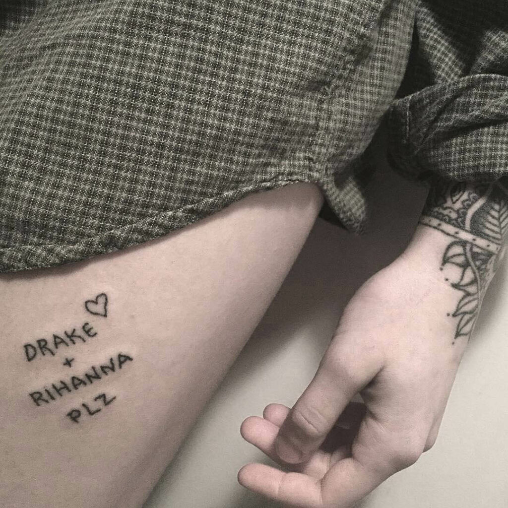 Drake Plus Rihanna Cute Tattoo