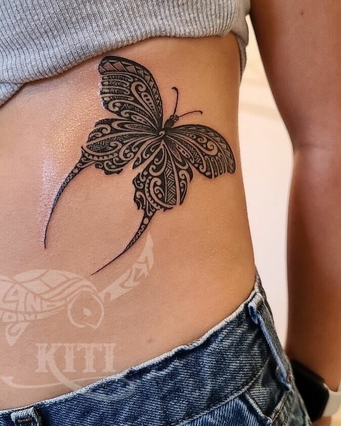 Polynesian Tribal Butterfly Tattoo