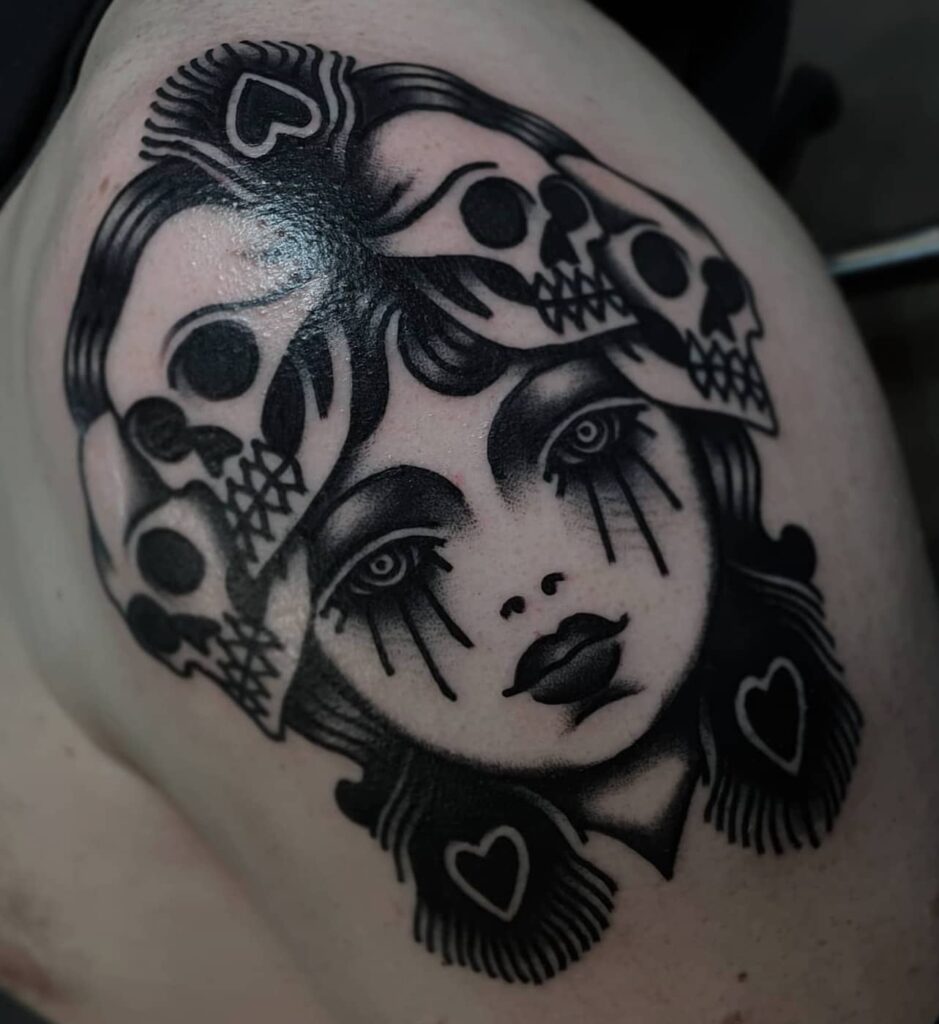 The Skeleton Head Hippie Gypsy Tattoo