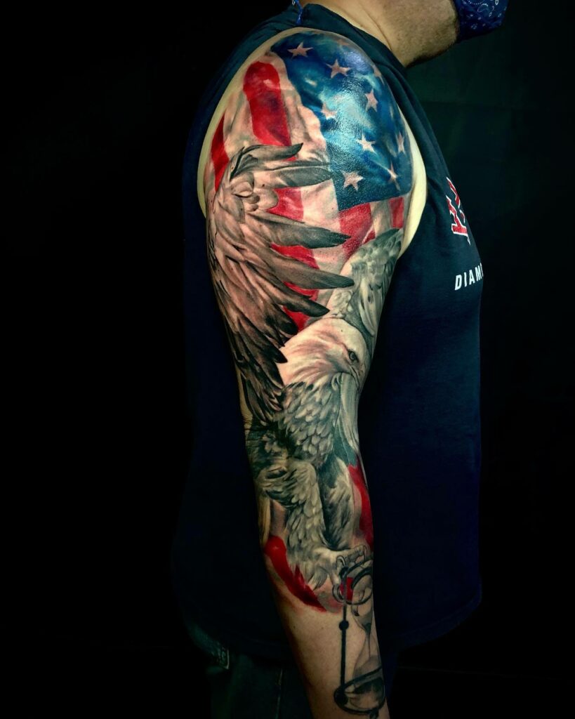 The American Flag Tattoo With The Majestic Bird
