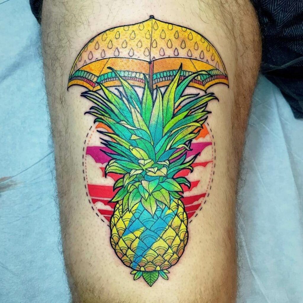 The Royal Colorful Pineapple Tattoo