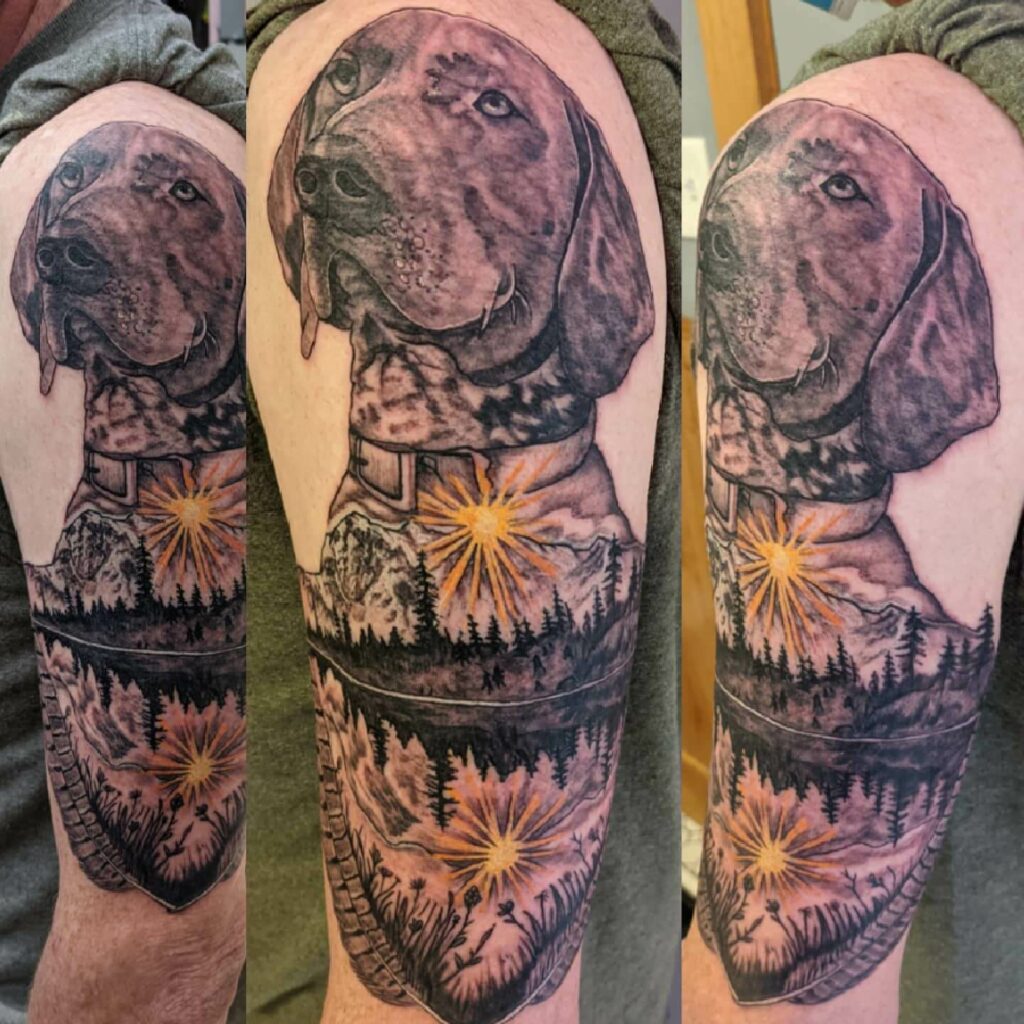 German Shorthaired Pointer Tattoo On Forearms