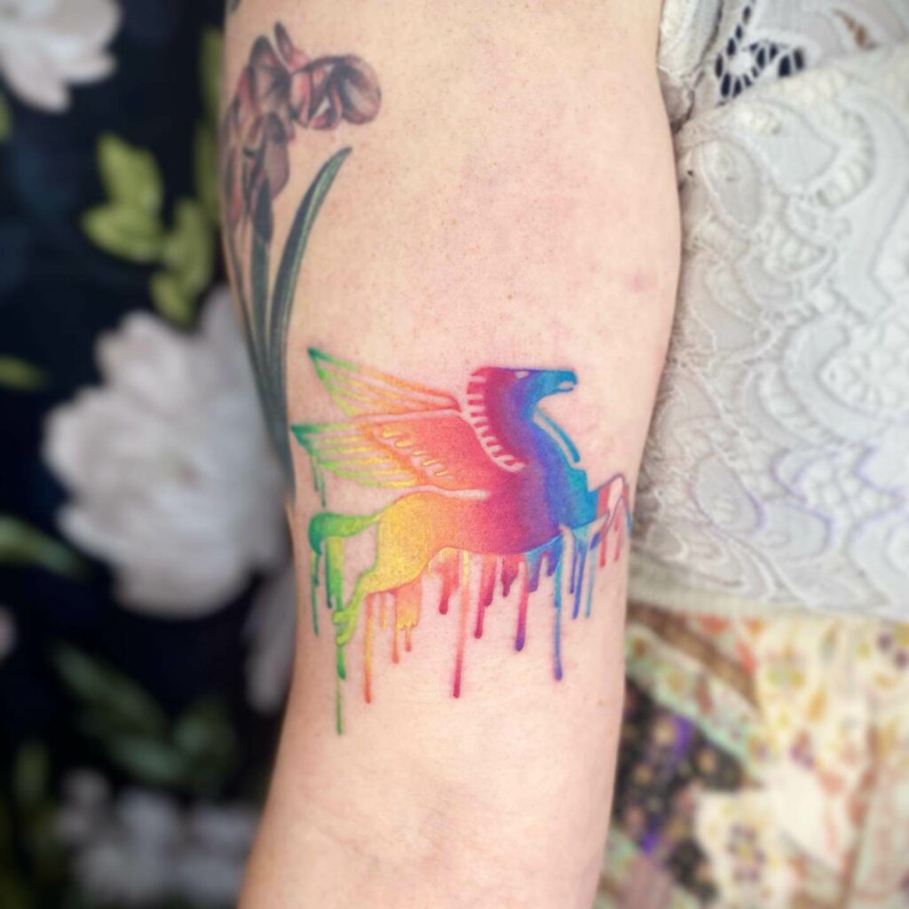 Small Rainbow Pegasus Tattoo