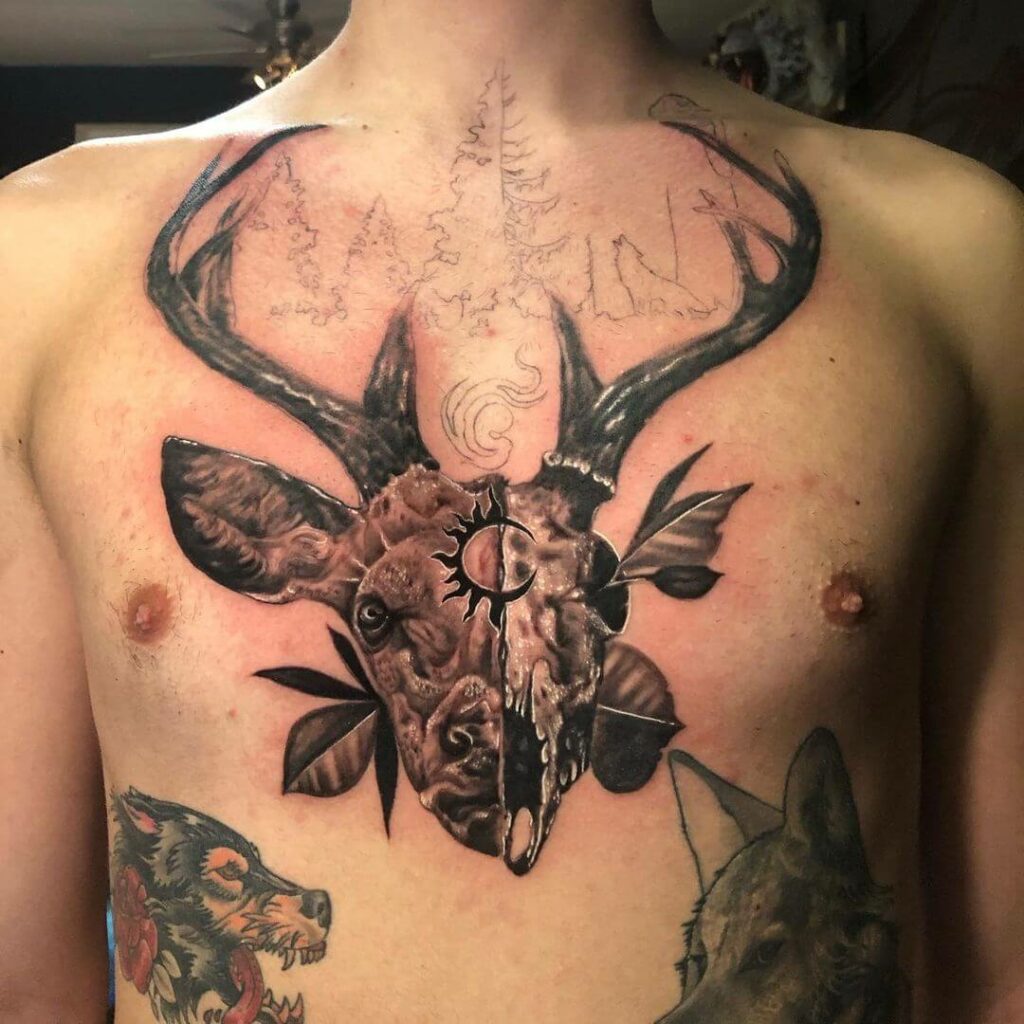 Skull Chest Piece Tattoo