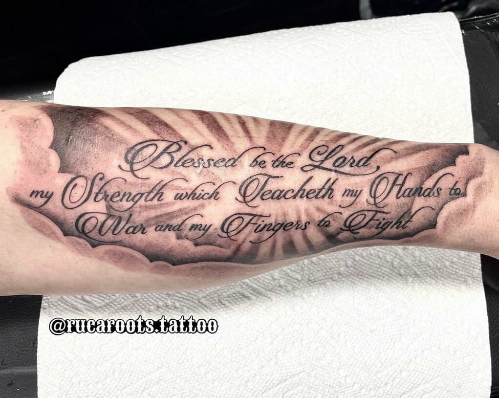 bible verse tattoo with clouds on forearmTikTok Search