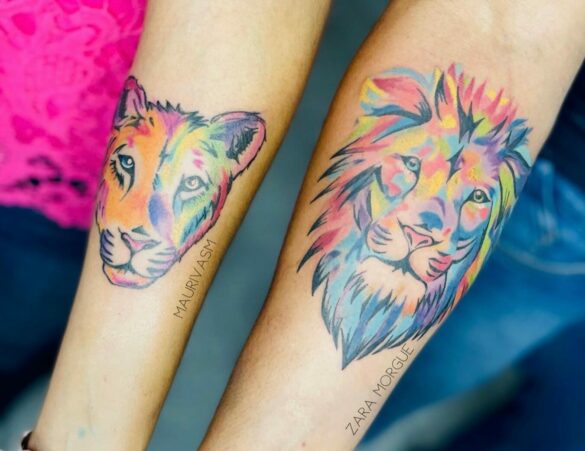 Lion and Lioness Tattoo