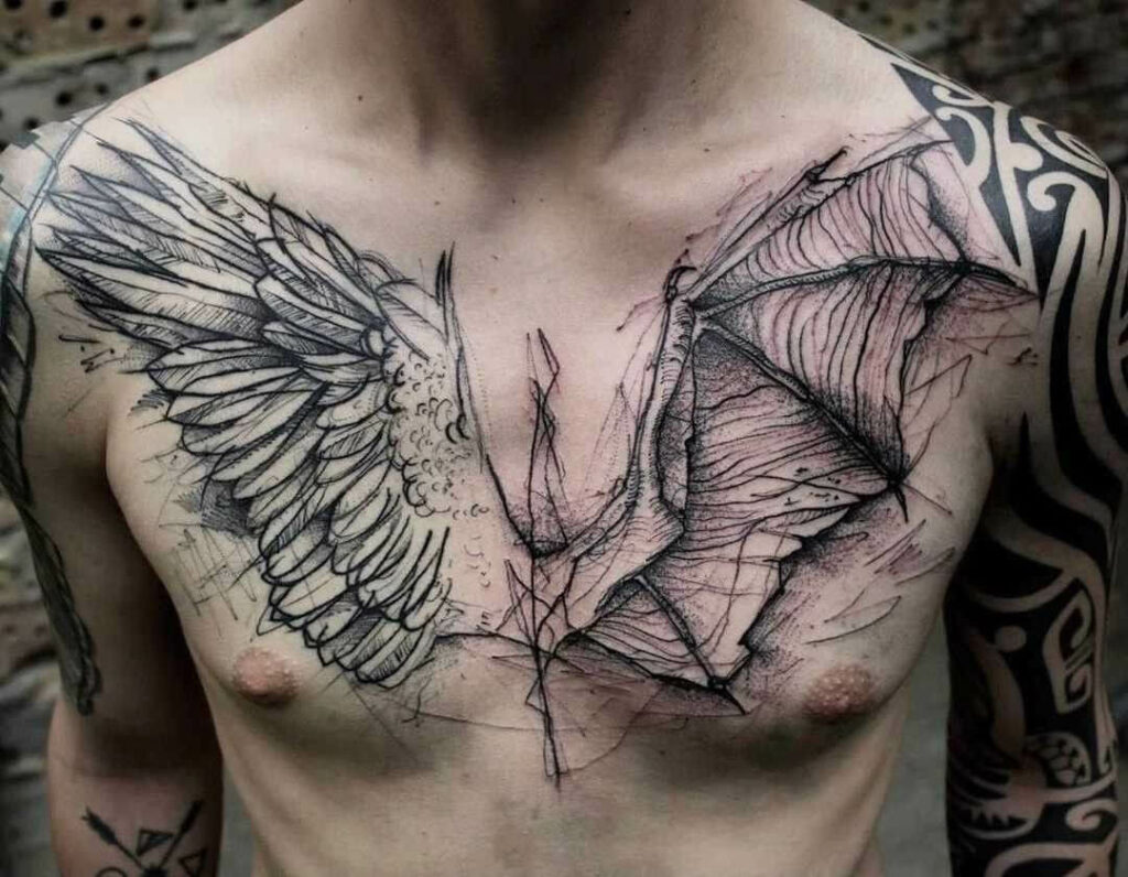 87 Amazing Guardian Angel Tattoos To Try For Chest  Psycho Tats