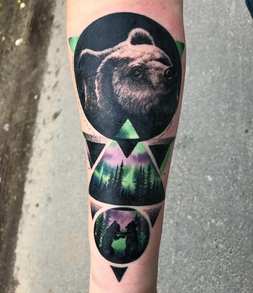 The Big Bear In The Aurora Tattoo