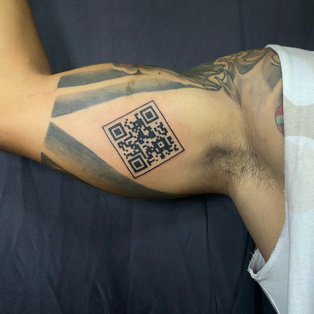 QR Tattoo On Upper Arm