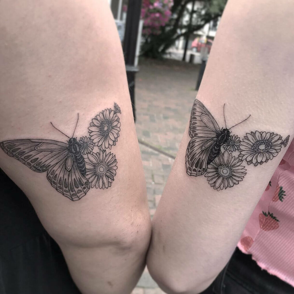 Floral Delicate Butterfly Tattoo