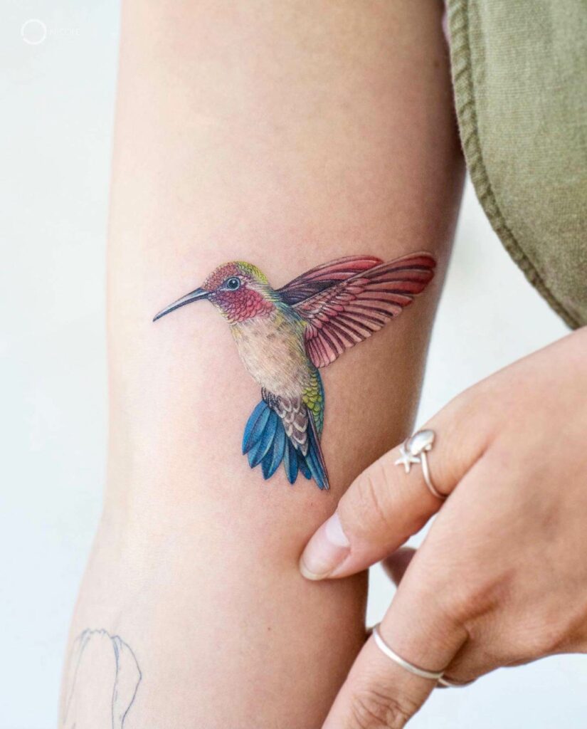Hummingbird Tattoo Design With White Ink