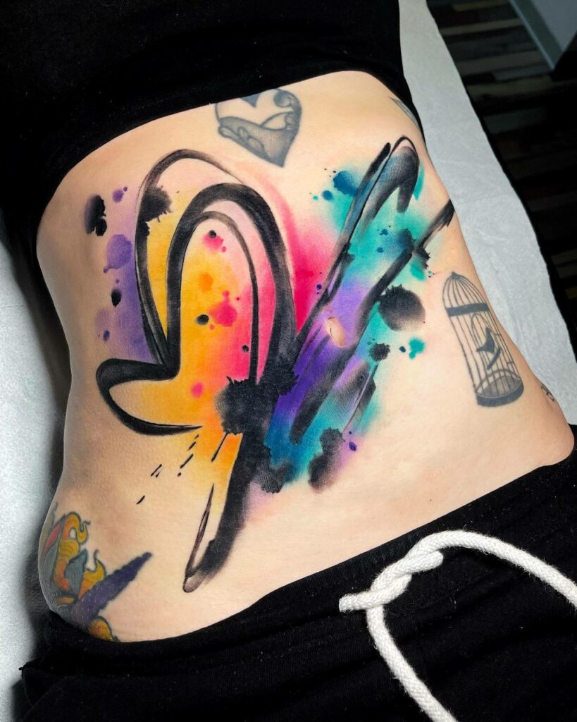 Abstract Butterfly Heart Tattoo