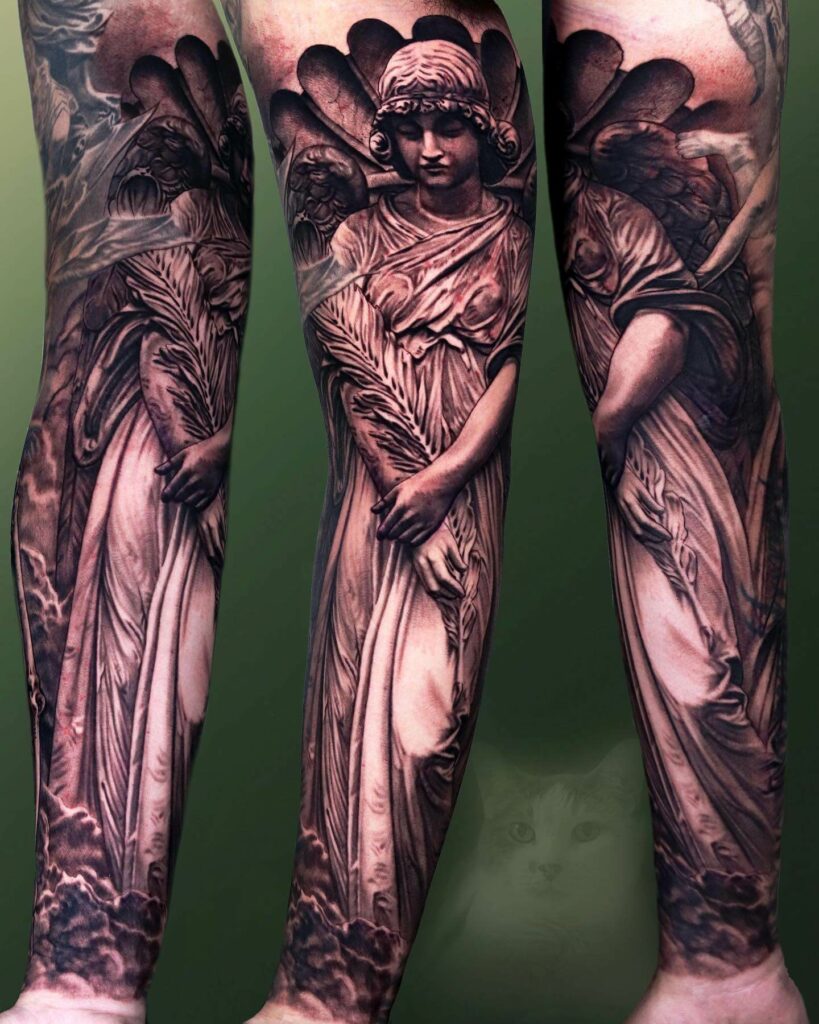 11 Angel Statue Tattoo Ideas That Will Blow Your Mind 