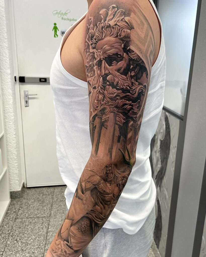 Zeus, Poseidon, And Pantheon Tattoo Design