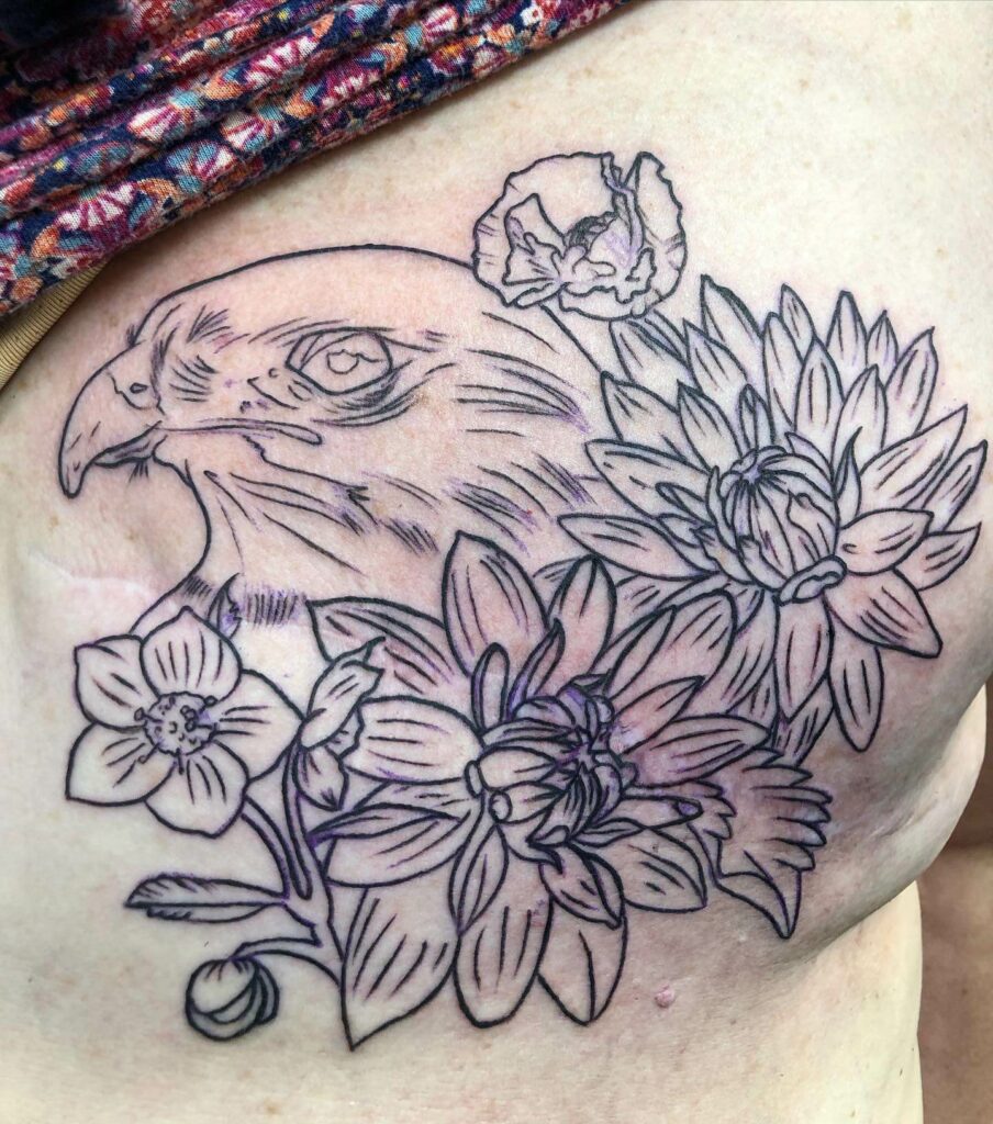Eagle And flower tattoo