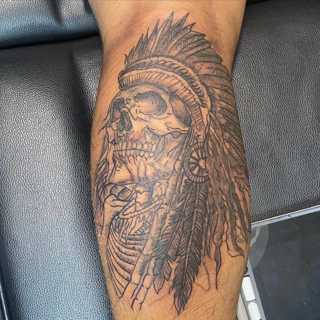Native American Skull Tribal Tattoo Design