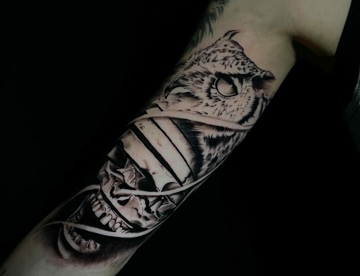 Skull And Owl Tattoo