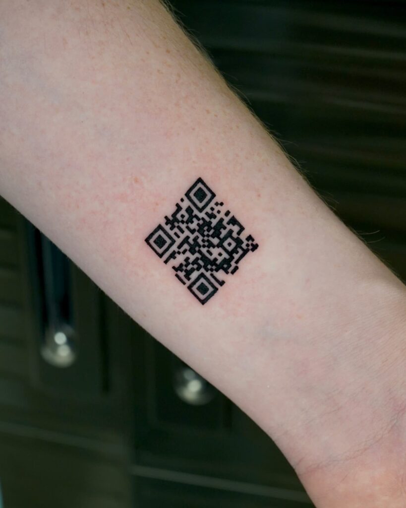 Minimalist QR Code Wrist Tattoo