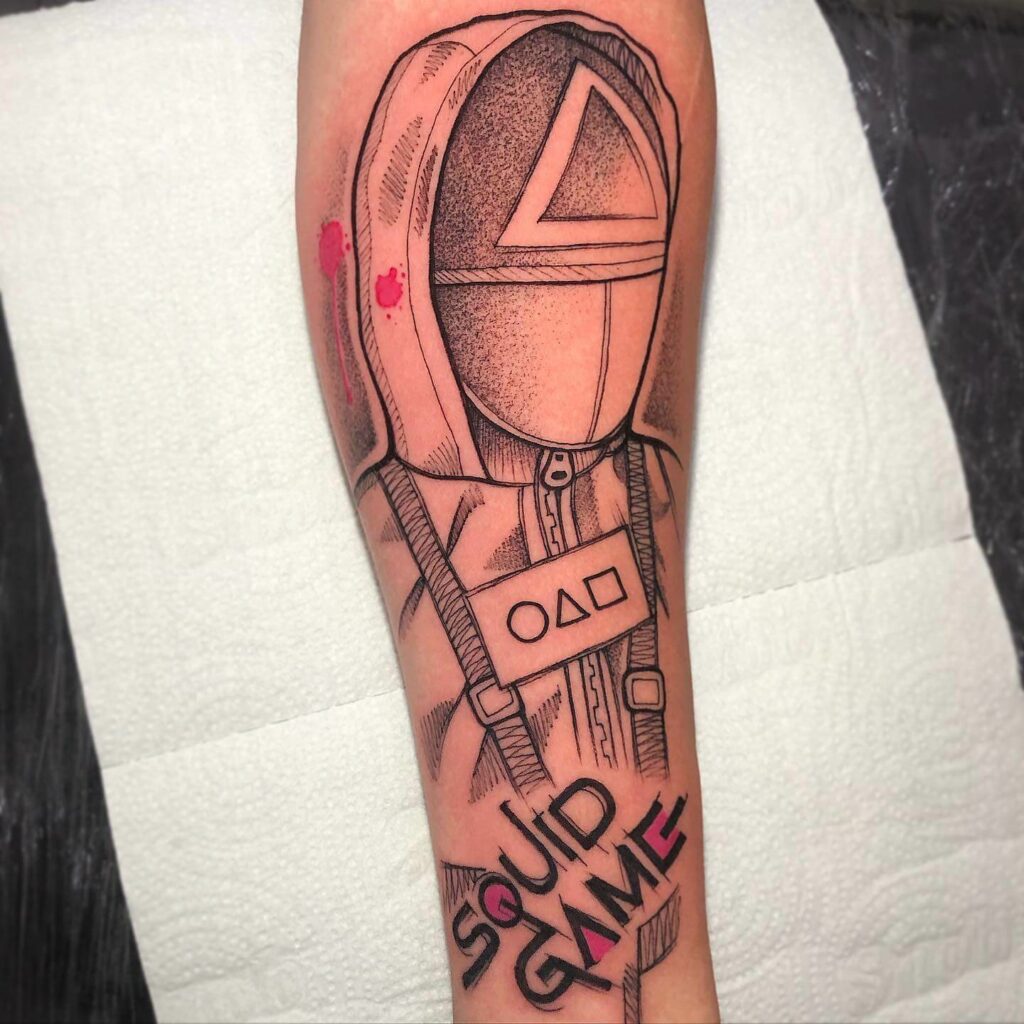 Outlined Squid Game Soldier Tattoo