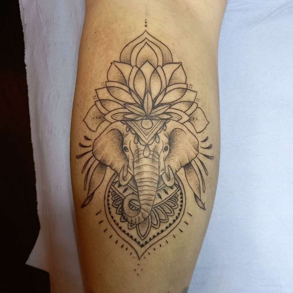 Pretty Mandala Elephant Tattoo On Hand