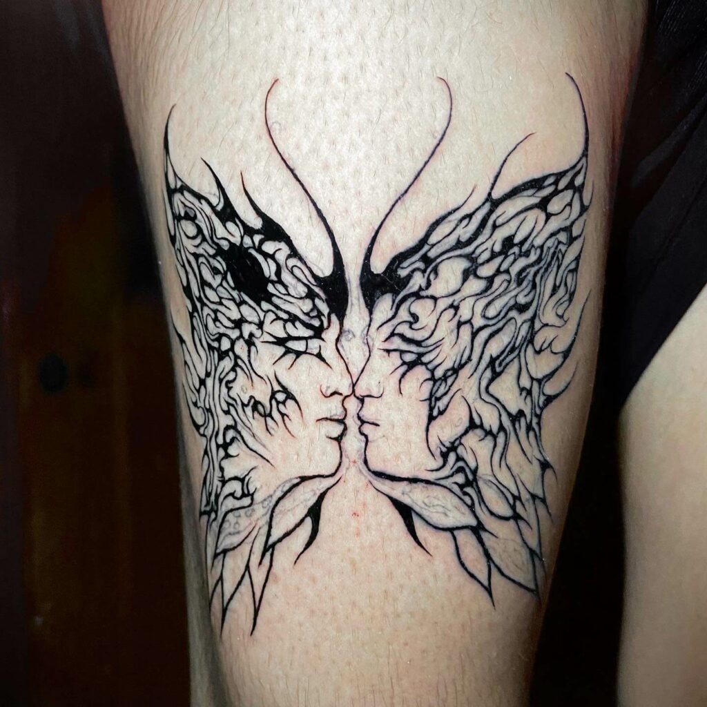 Cyber Tribal Butterfly Tattoo
