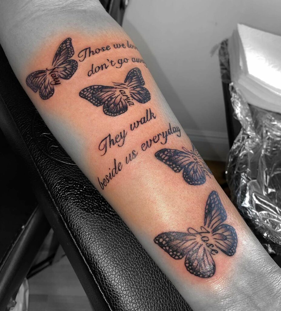 Butterfly Memorial Quotation Tattoo