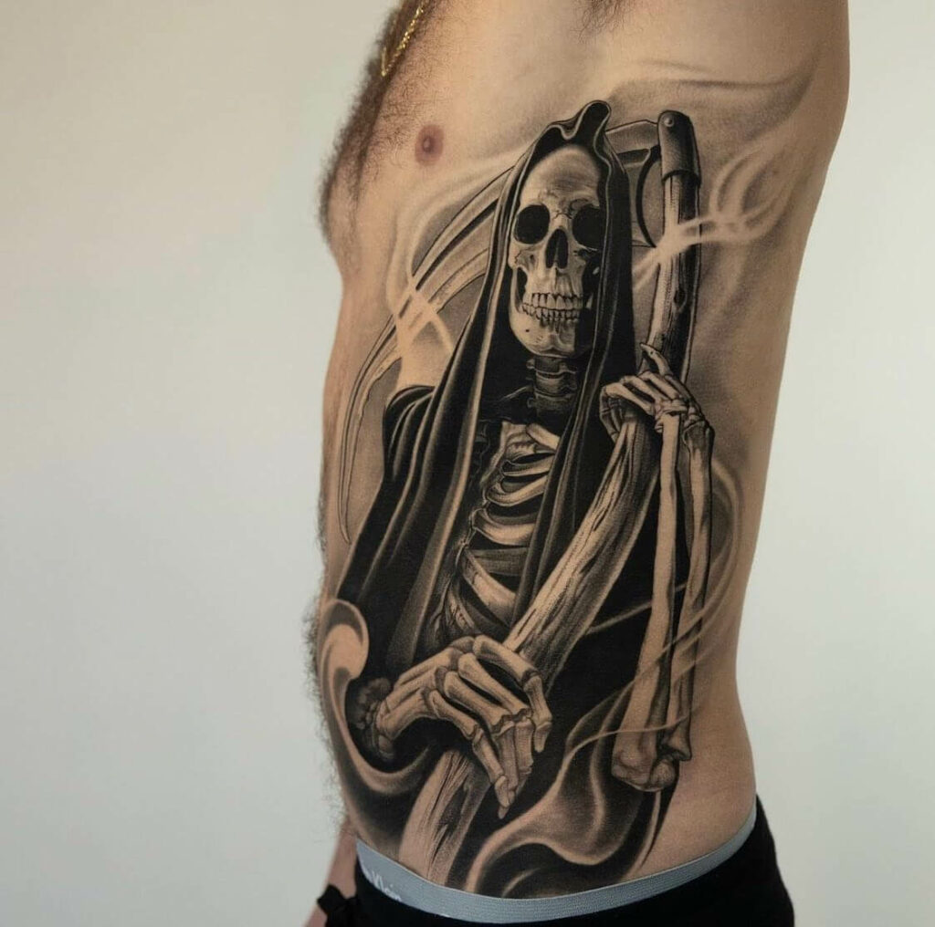 Grim Reaper Tattoo Rib Tattoo
