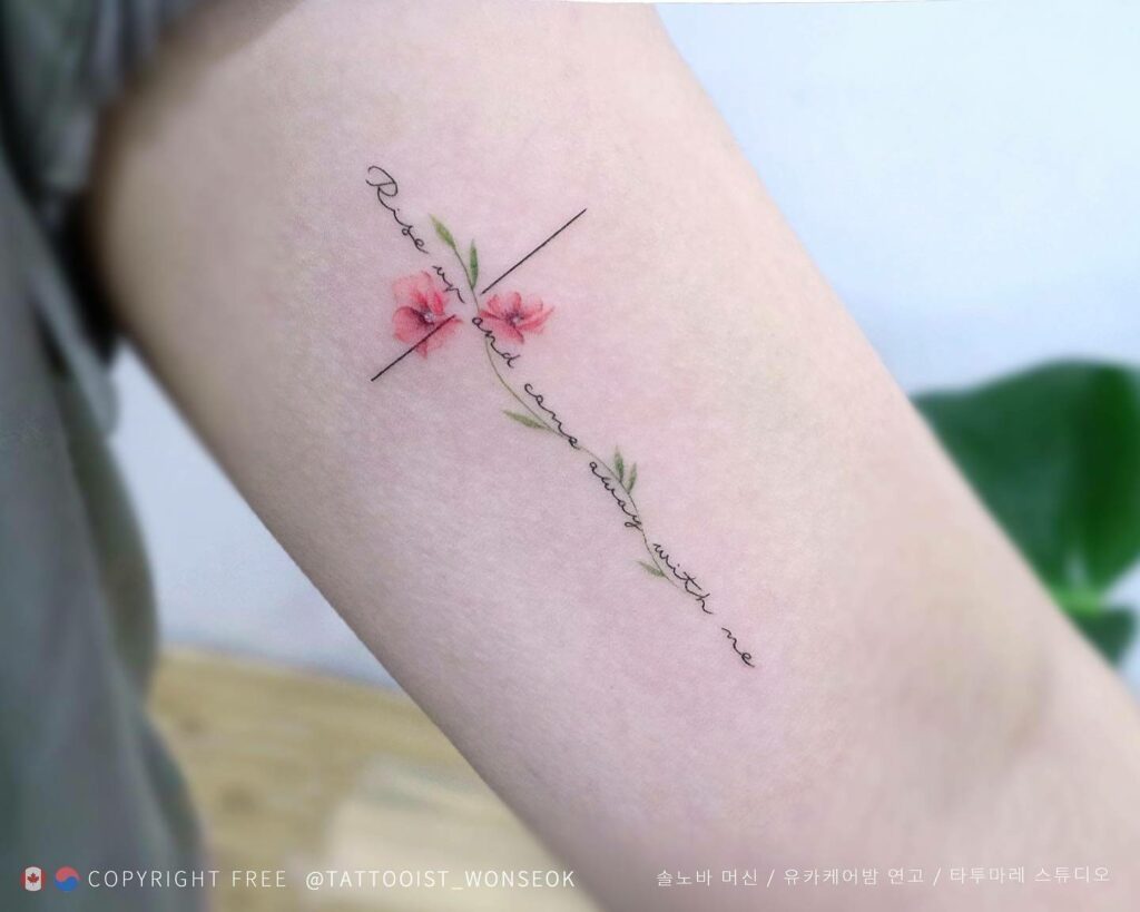 Designs Cross With Flower Contour Tattoo cross tattoo HD wallpaper  Pxfuel