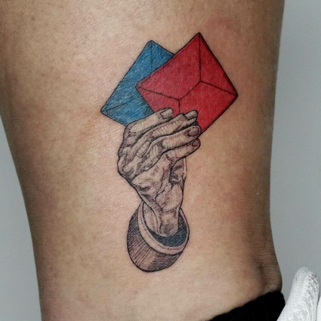 Squid Game Red And Blue Envelope Tattoo