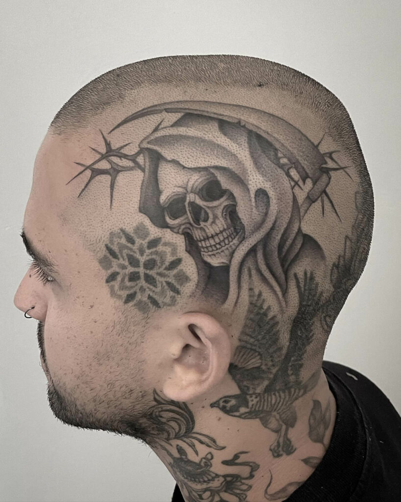 Traditional Grim Reaper Skull Tattoo
