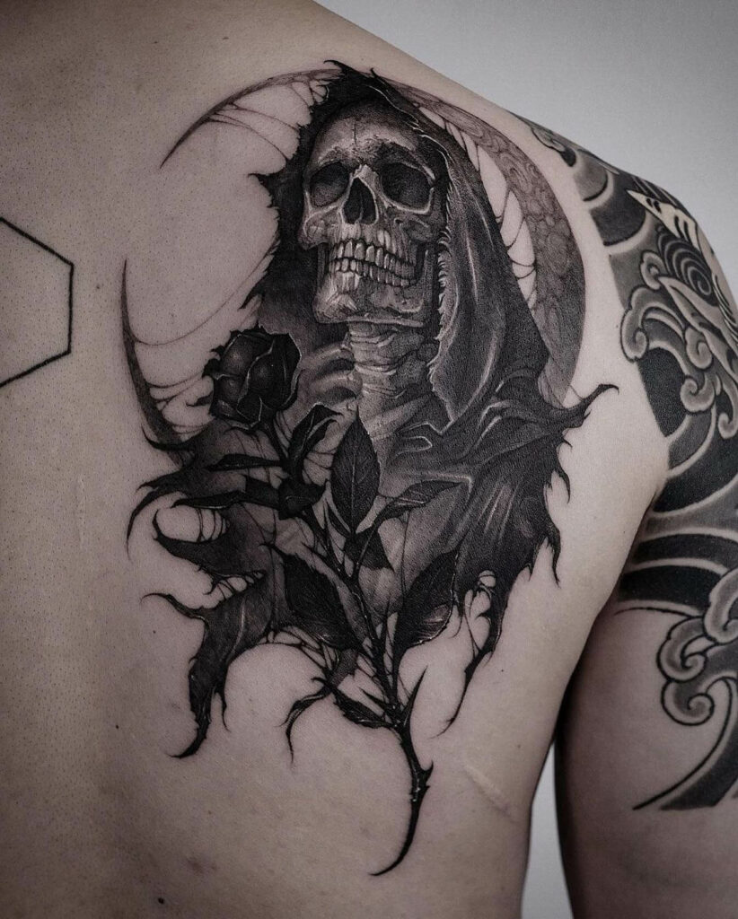 Details more than 76 evil grim reaper tattoo outline latest in.cdgdbentre