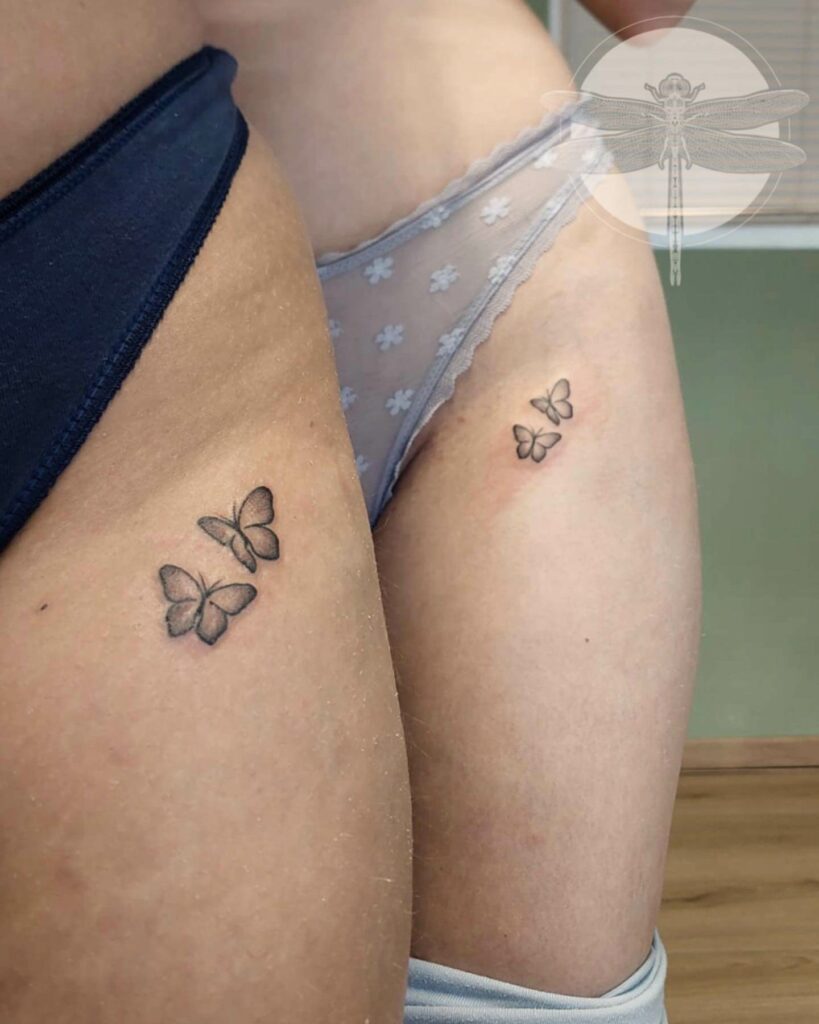 Twin Butterfly Leg Tattoo