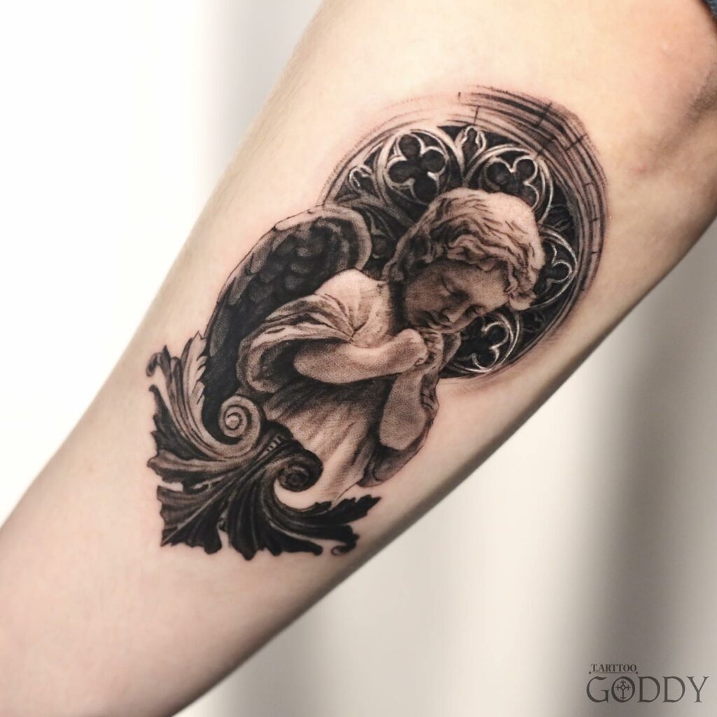 11+ Angel Statue Tattoo Ideas That Will Blow Your Mind! alexie