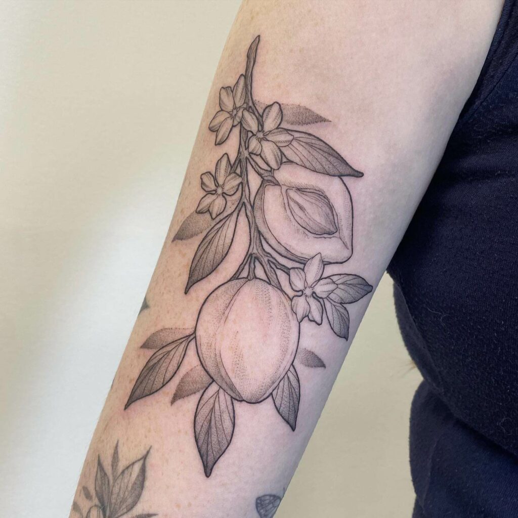 The Peach And Flower Tattoo