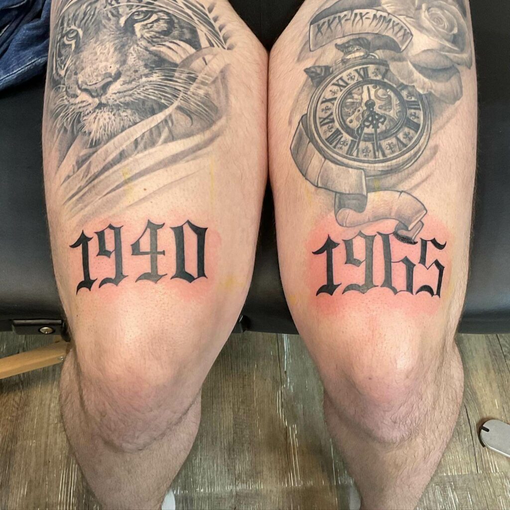 Birthyear Tattoo For Thighs