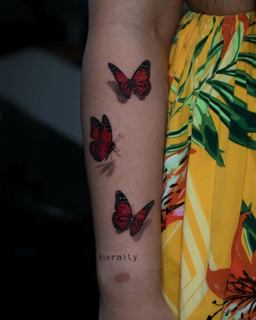 3D Butterfly Half Sleeve Tattoo