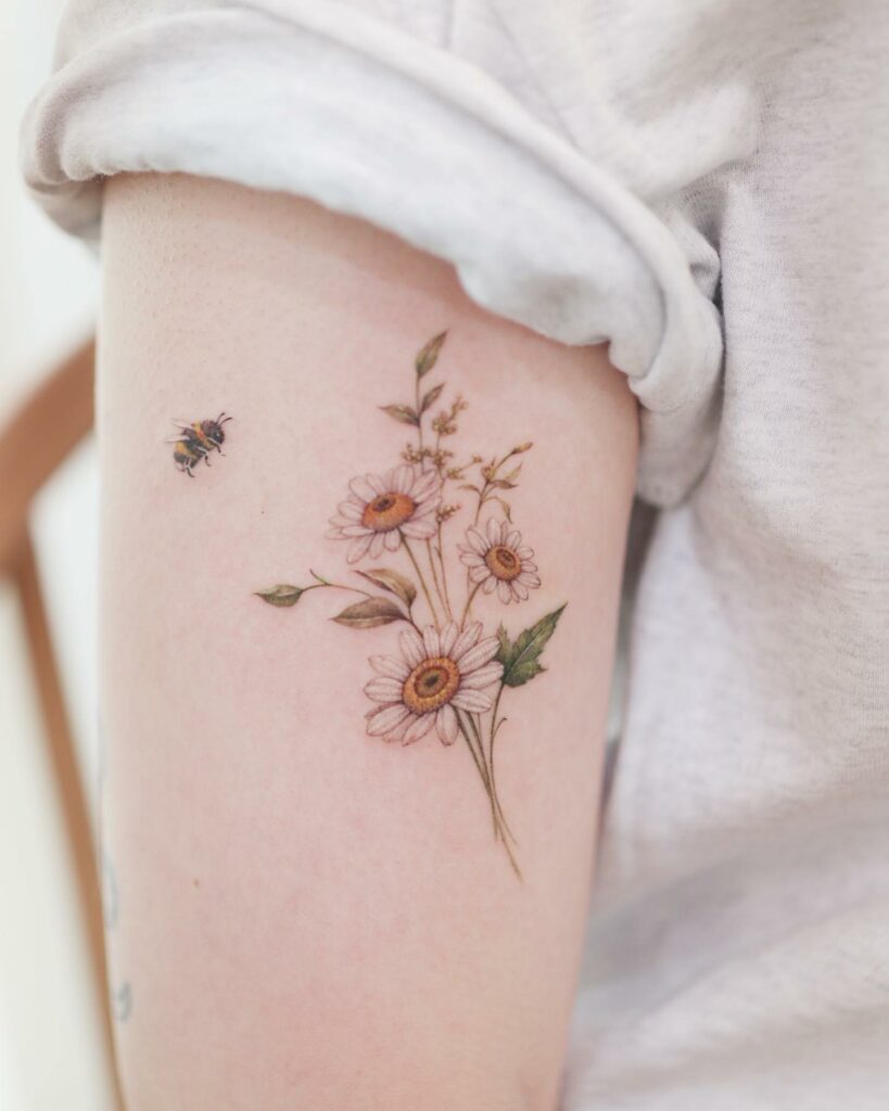 Amazing Bee and Flower Tattoos for Women