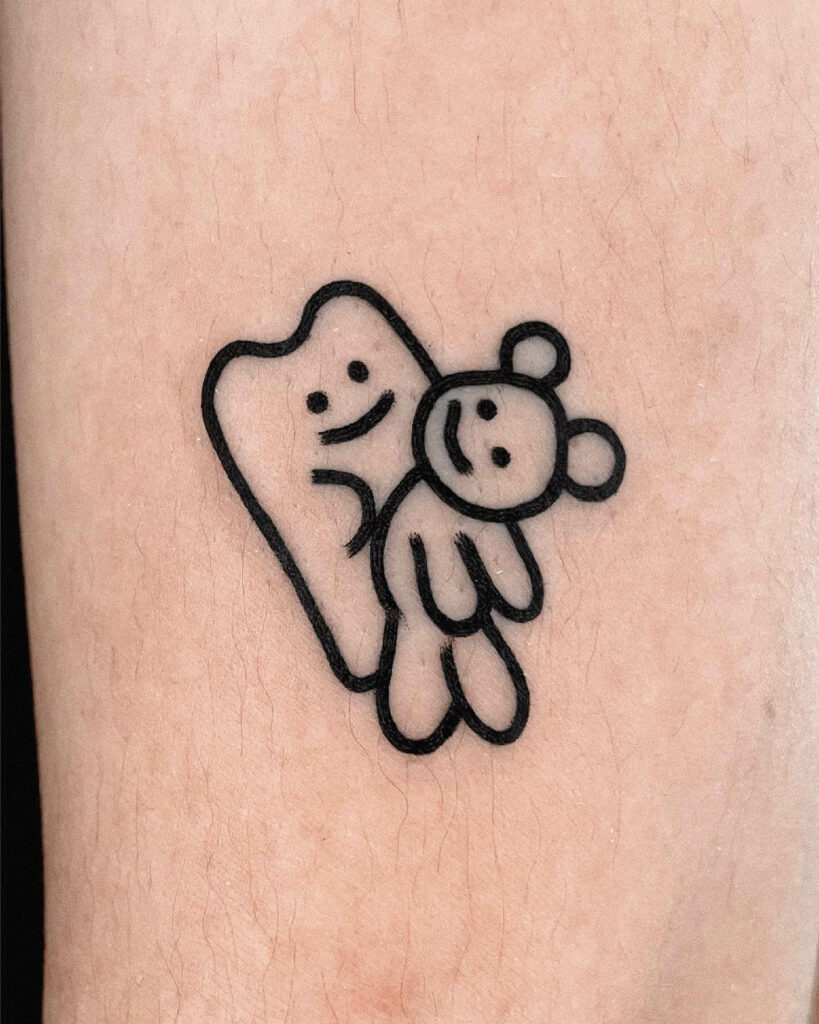 Teddy Bear Outline Tattoo
