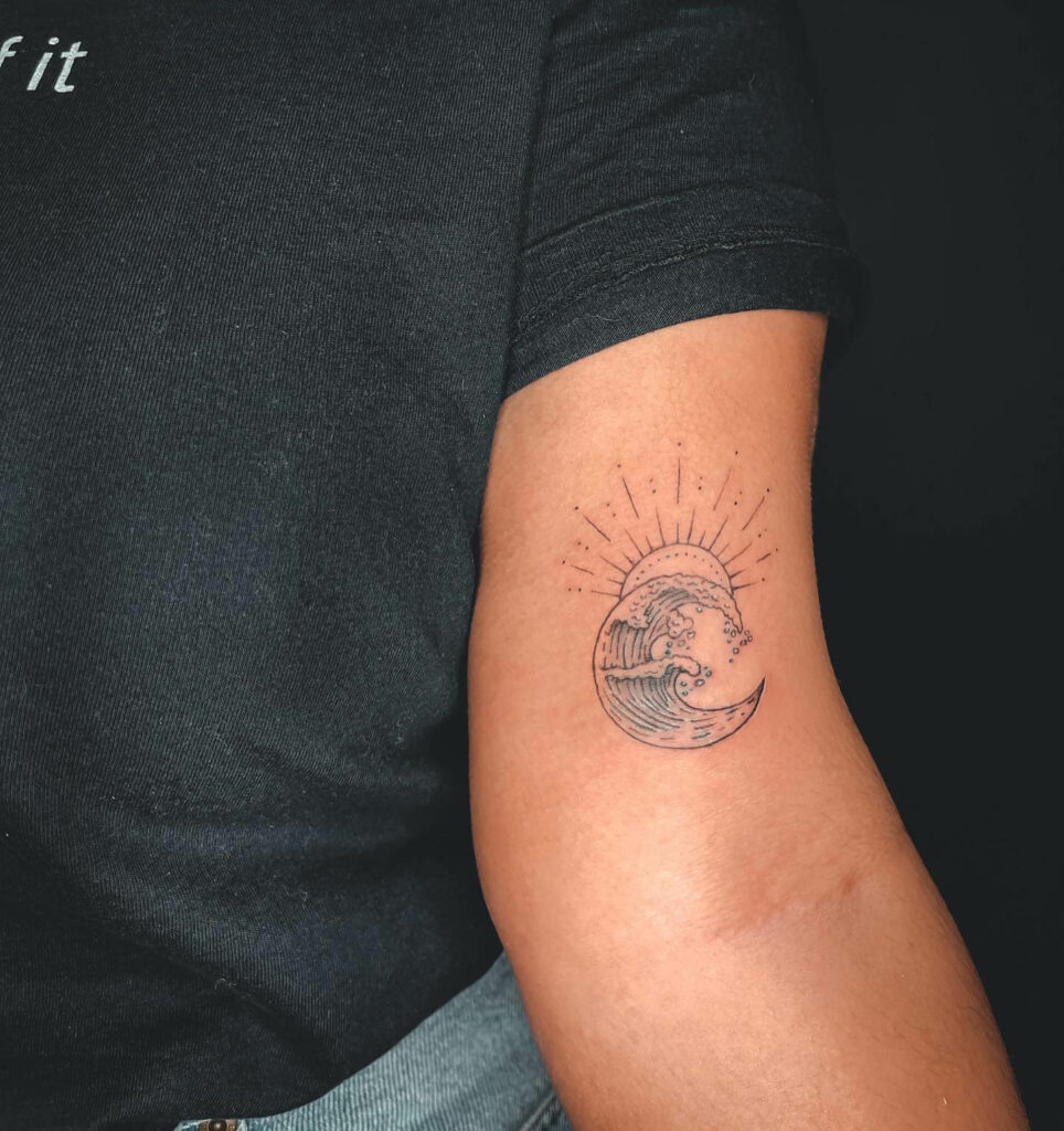 Wave And Half Sun Tattoo