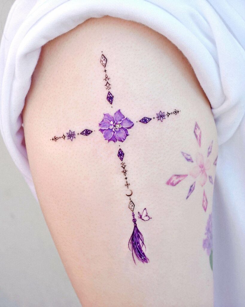 Delphinium Cross Tattoo