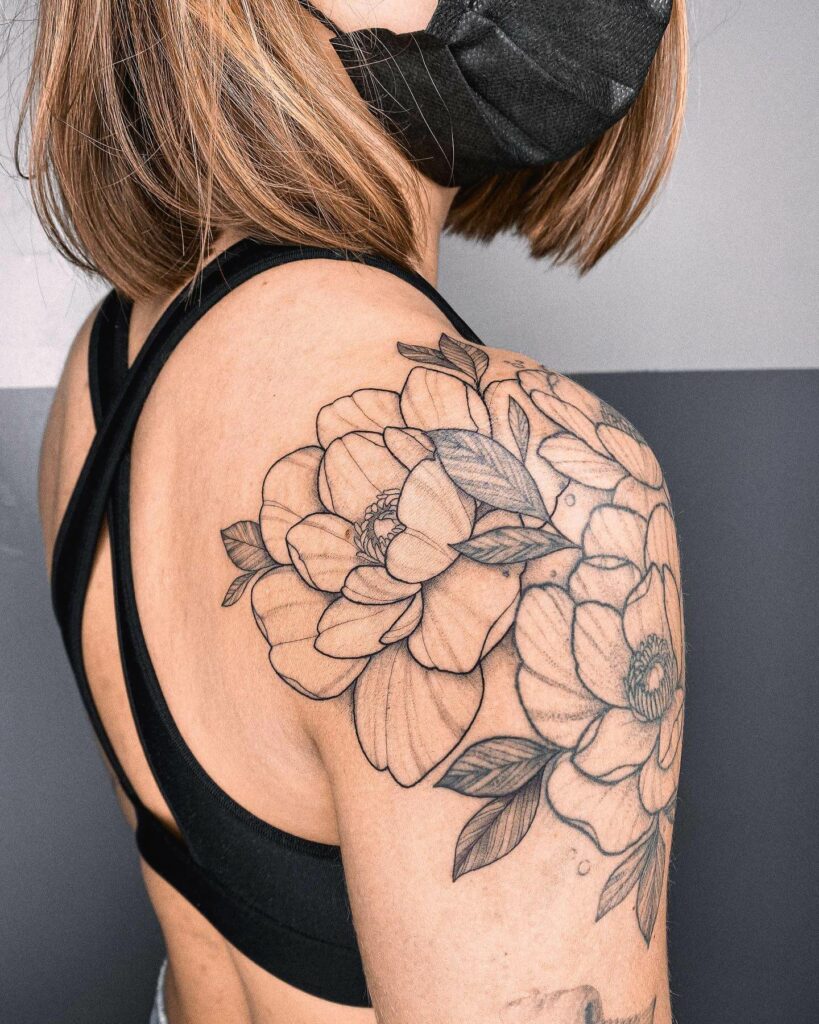 Peony Flower Sleeve Tattoo Style
