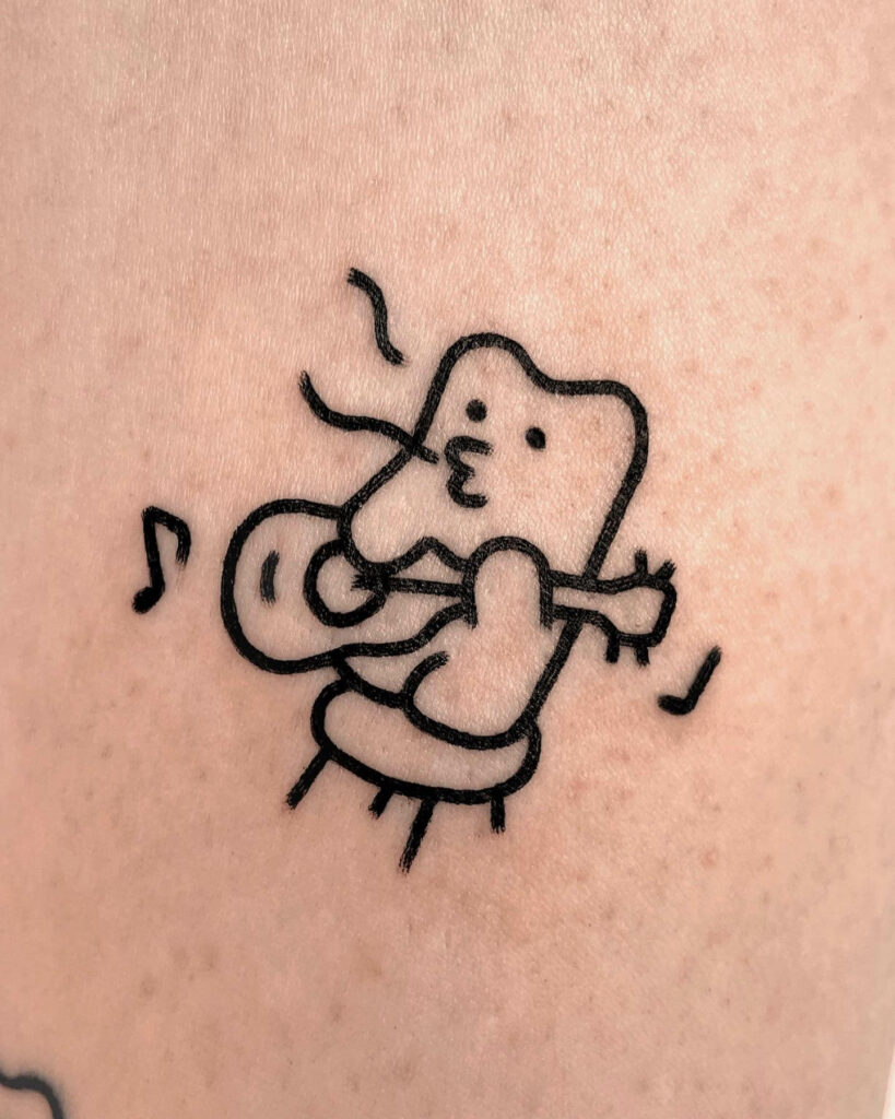 Cute Outline Teddy Bear Tattoo