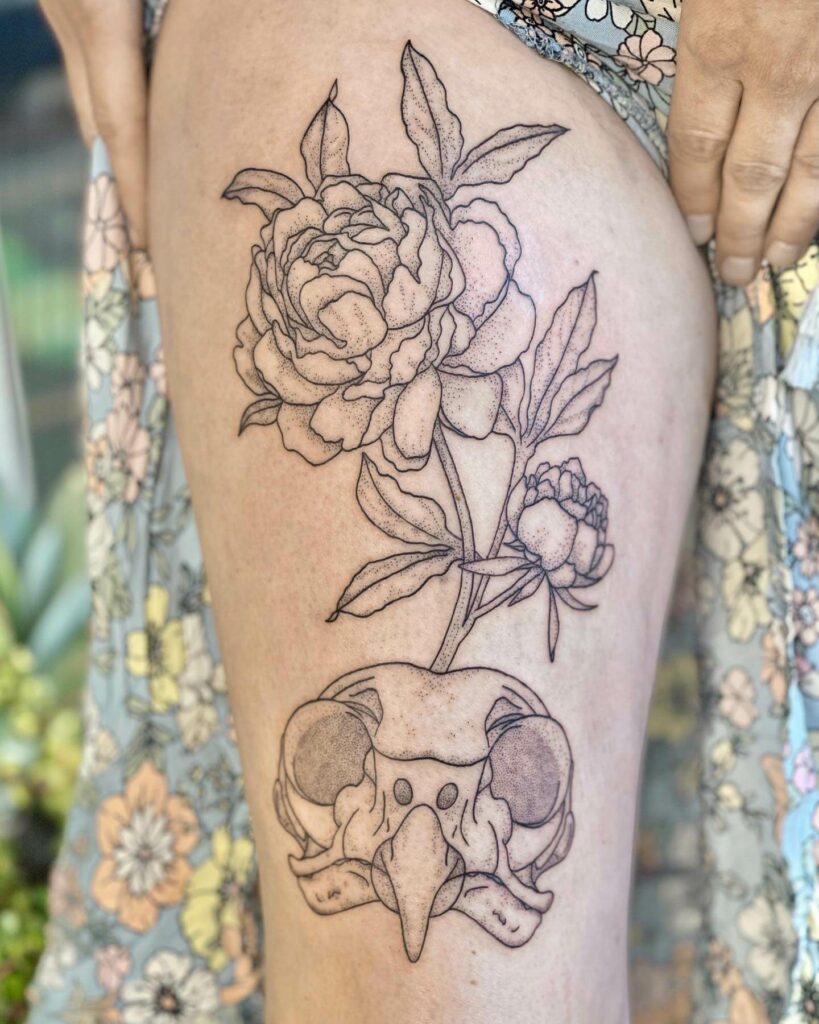 Three Kings Skull & Roses Tattoo