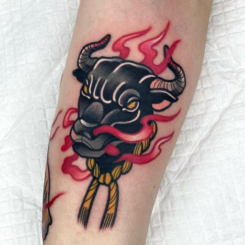 Hellfire Aries Bull Tattoo
